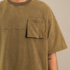 WASHED 3D POCKET TEE - ARMY GREEN