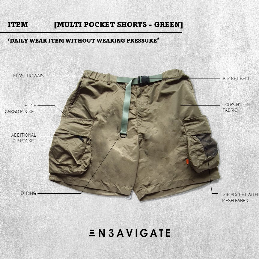 MULTI POCKET SHORT - GREEN – N3AVIGATE